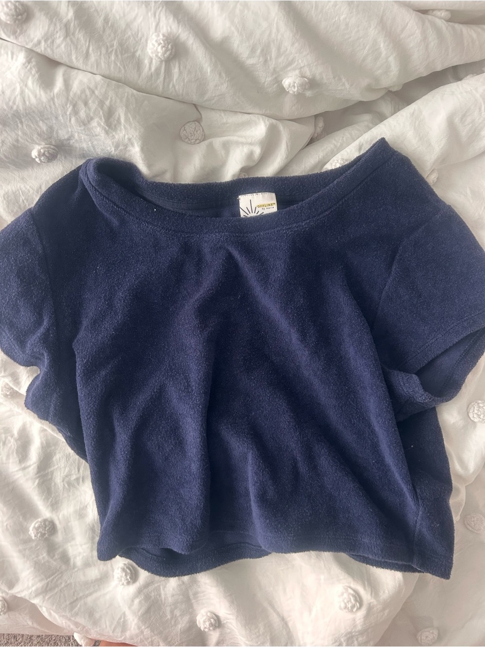 Navy Short Sleeve Crop Top